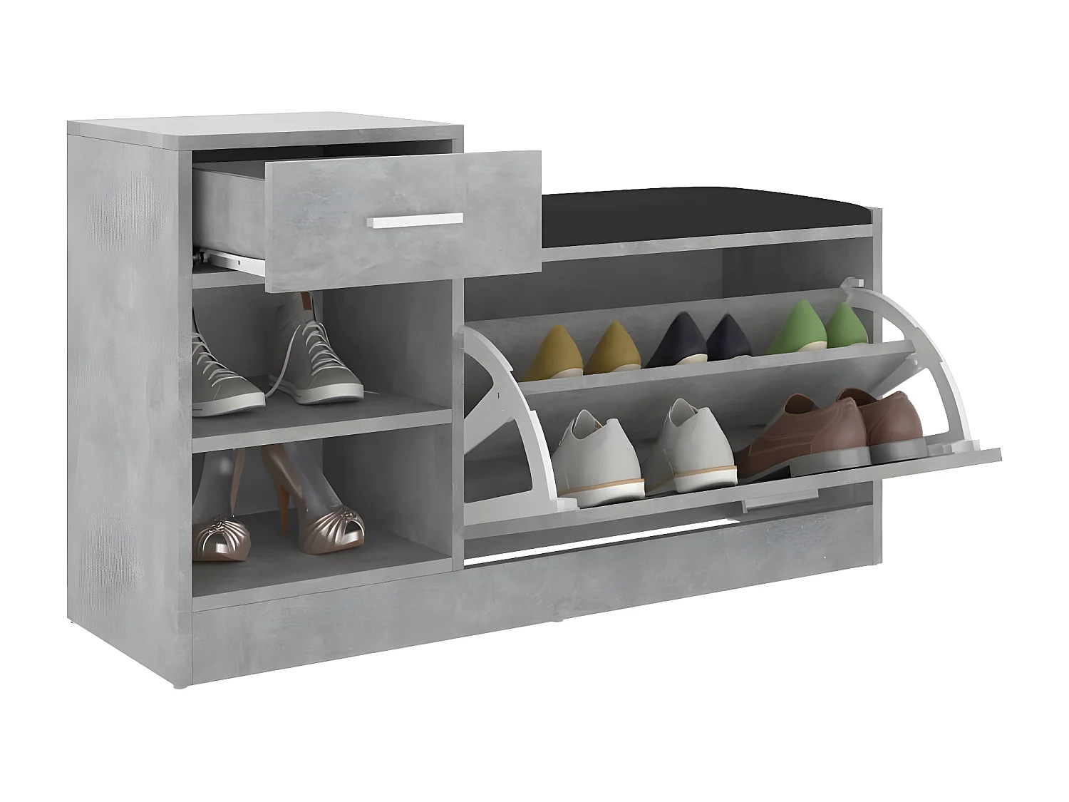 Banc à chaussures Gris béton 94,5x31x57