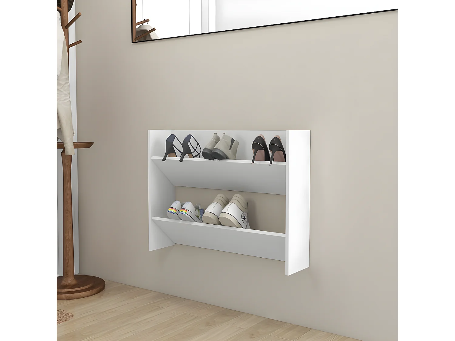 Armoire à chaussures murale Blanc 80x18x60