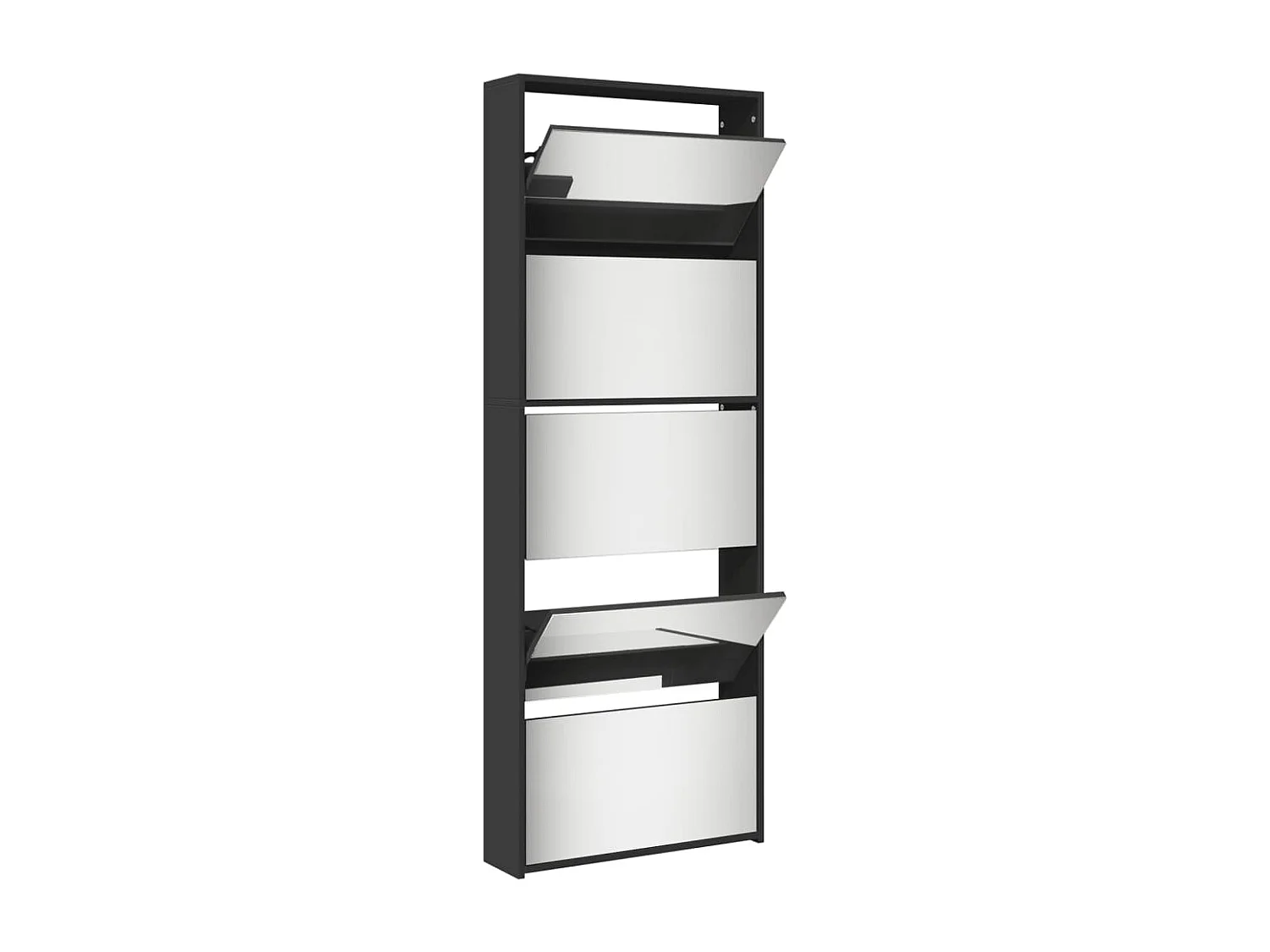 Armoire à chaussures 5 portes rabattables avec miroir Ranka H 170cm – Design moderne et élégant-Couleur Noir