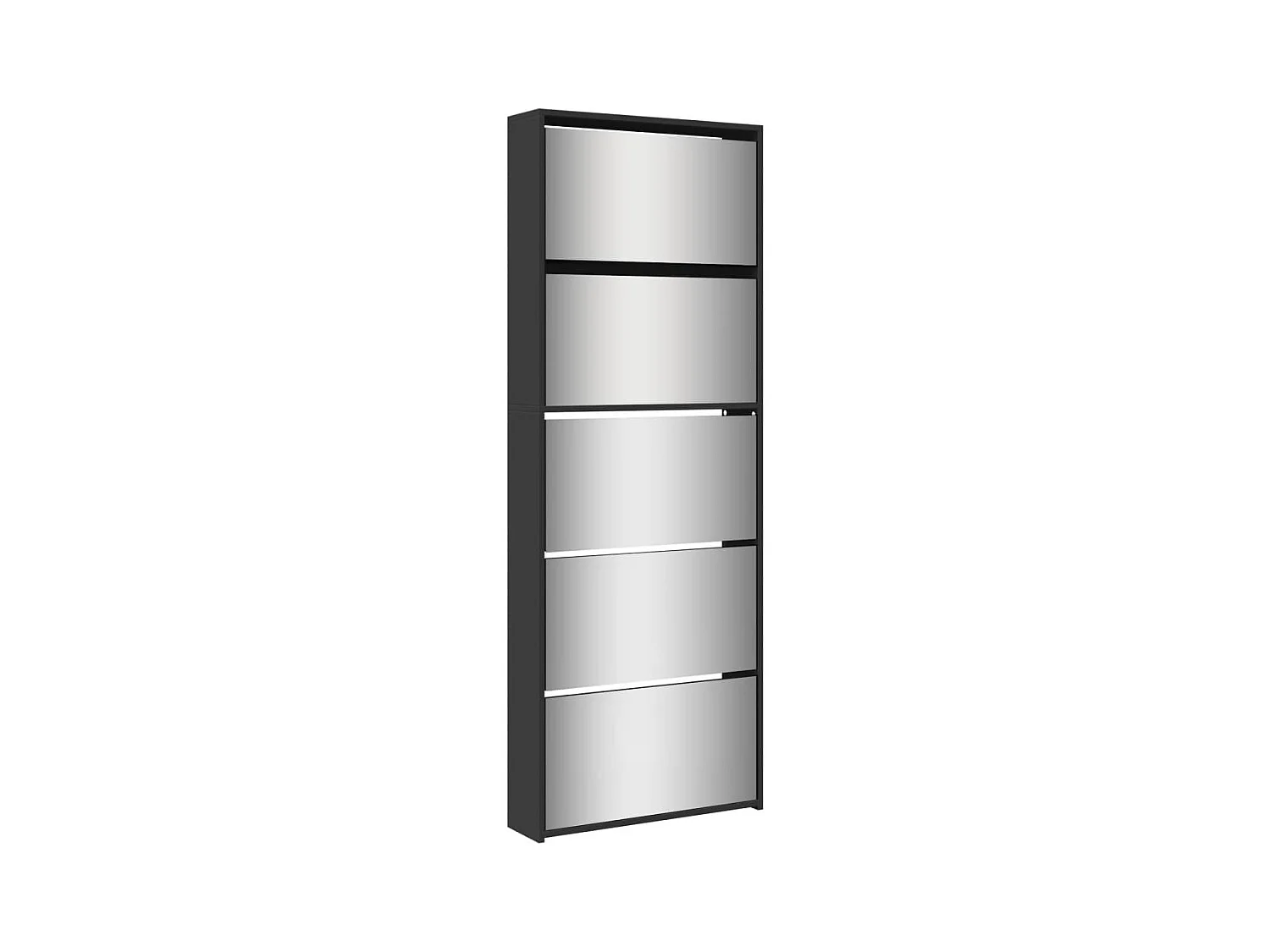 Armoire à chaussures 5 portes rabattables avec miroir Ranka H 170cm – Design moderne et élégant-Couleur Noir