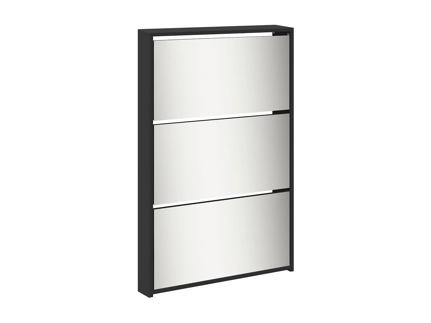 Armoire à chaussures 5 portes rabattables avec miroir Ranka H 170cm – Design moderne et élégant-Couleur Noir