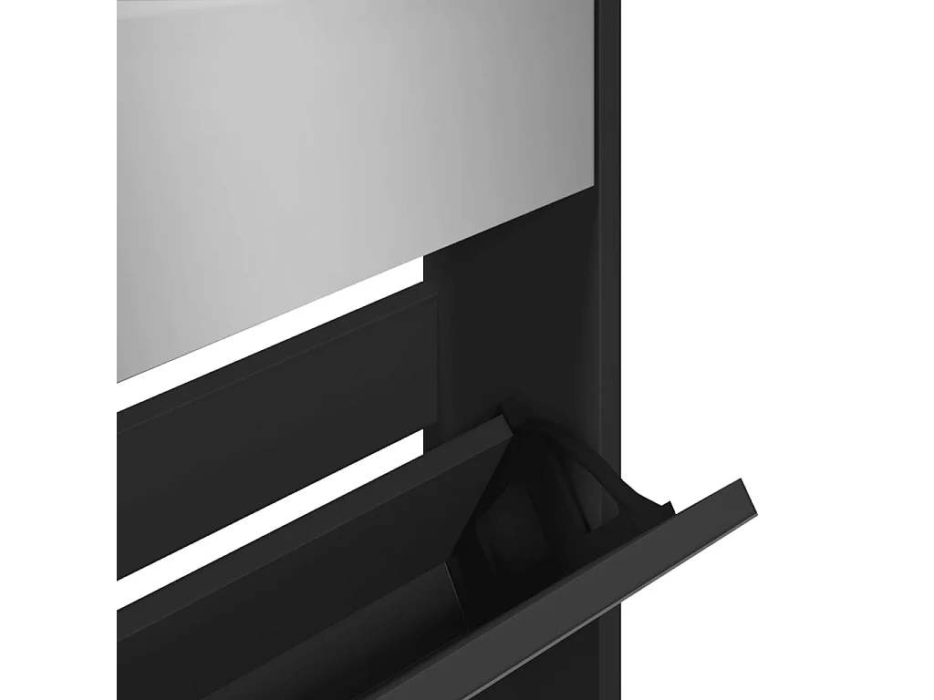 Armoire à chaussures 5 portes rabattables avec miroir Ranka H 170cm – Design moderne et élégant-Couleur Noir