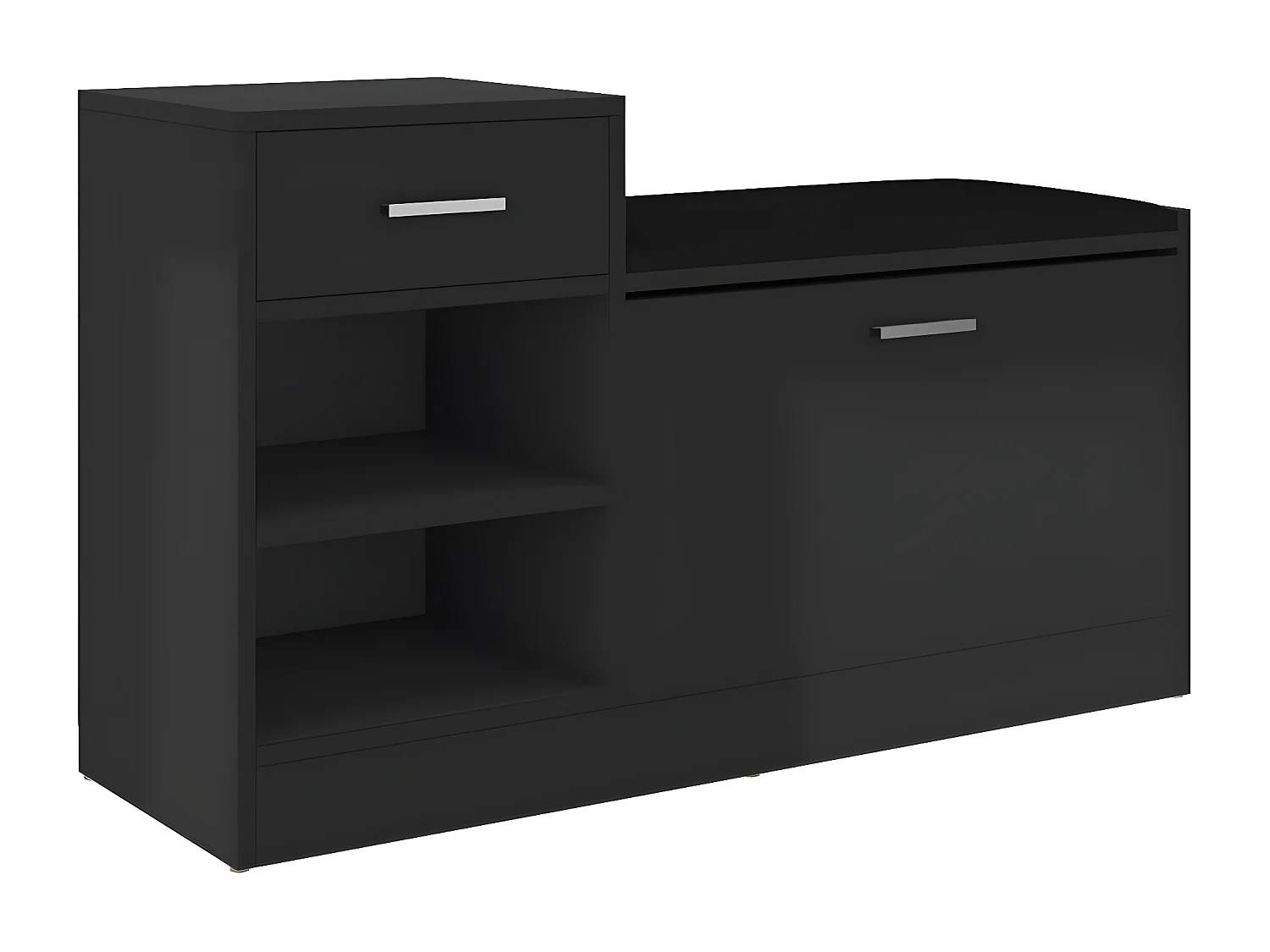 Banc à chaussures Noir brillant 94,5x31x57