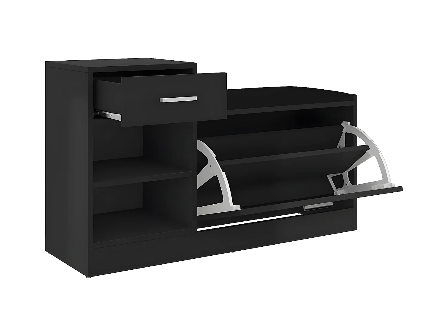 Banc à chaussures Noir brillant 94,5x31x57