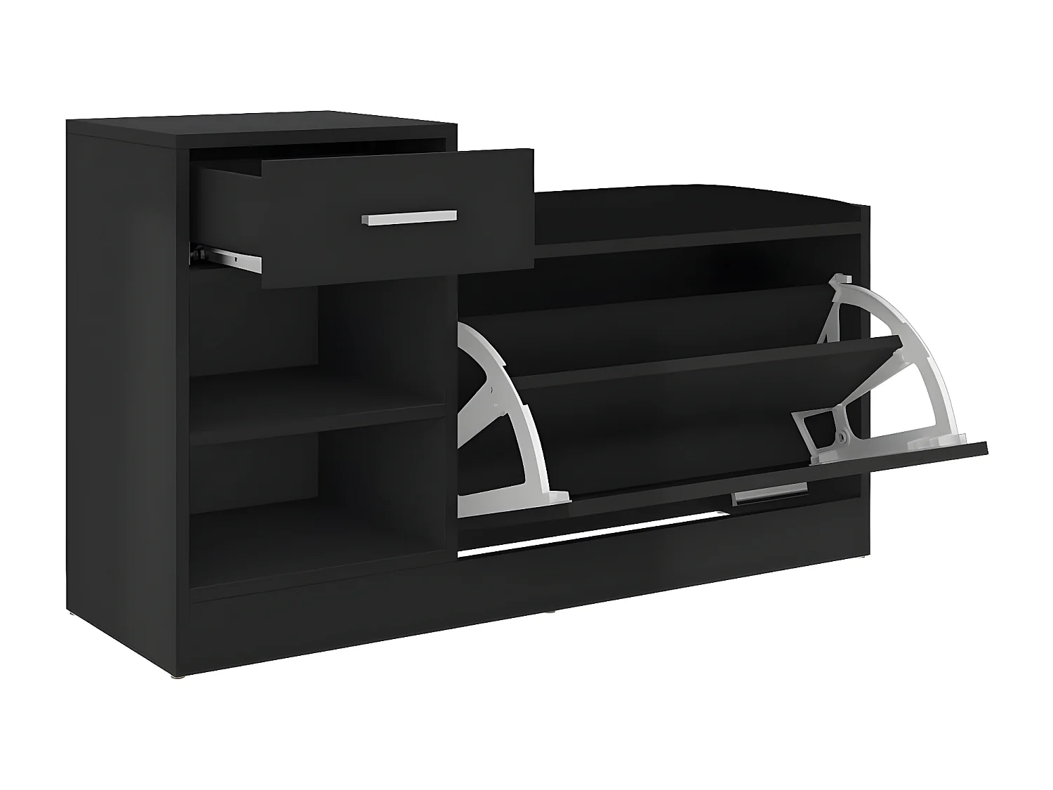 Banc à chaussures Noir brillant 94,5x31x57