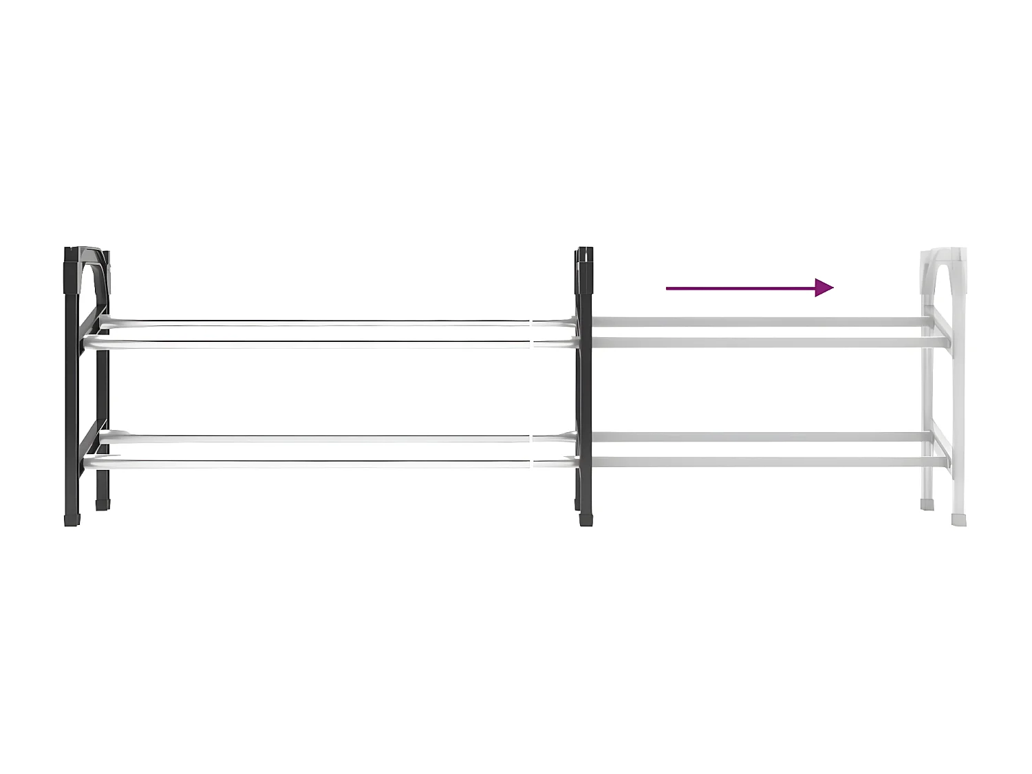 Meuble à chaussures extensible avec 2 étagères 119x24x37