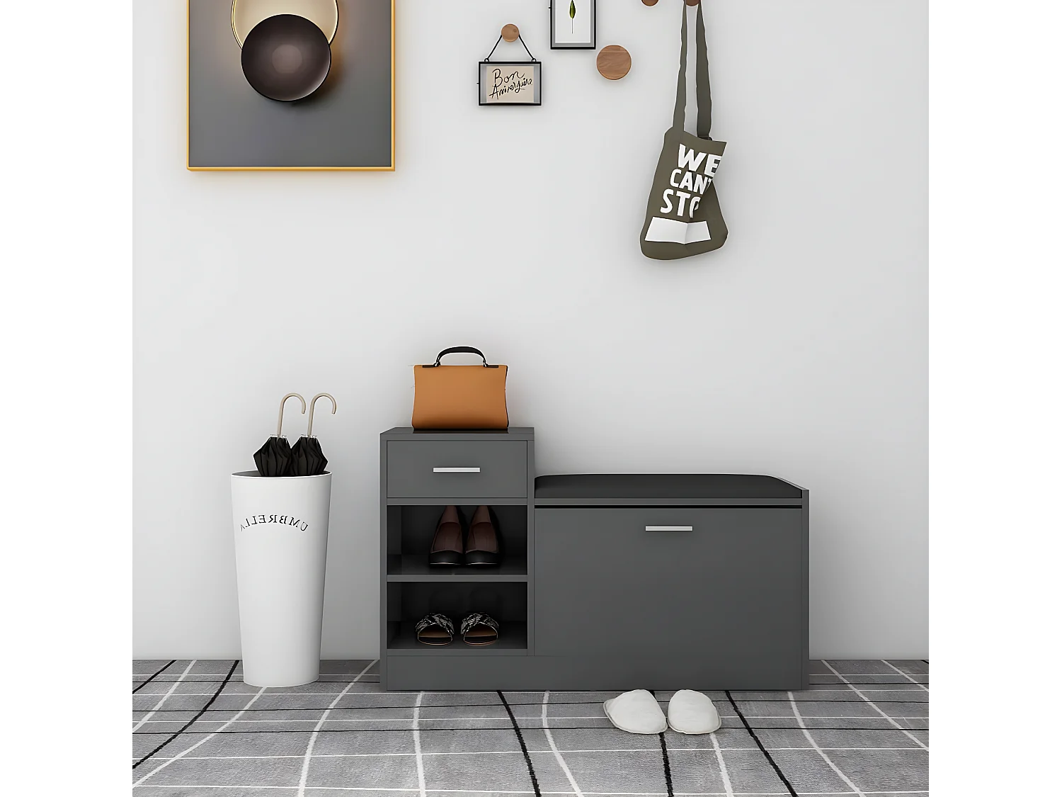 Banc à chaussures Gris 94,5x31x57