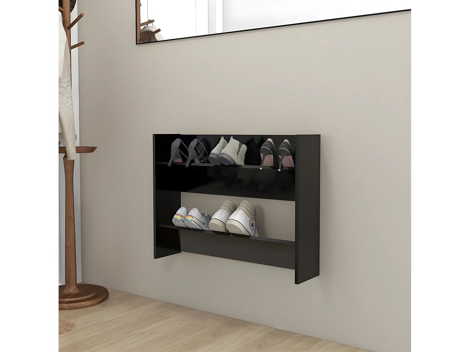 Armoire à chaussures murale Noir 80x18x60