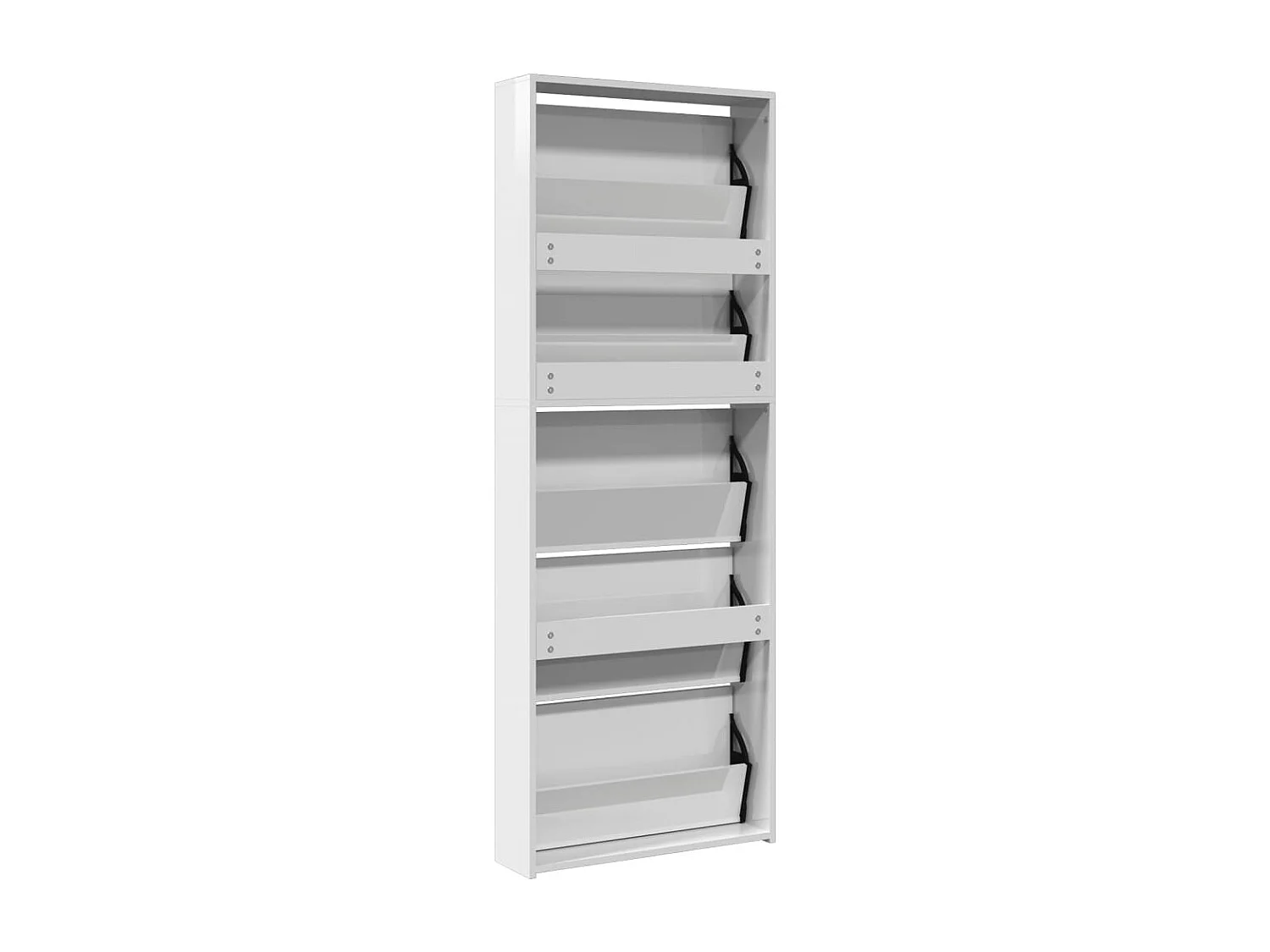 Armoire à chaussures 5 portes rabattables avec miroir Ranka H 170cm – Design moderne et élégant-Couleur Blanc brillant