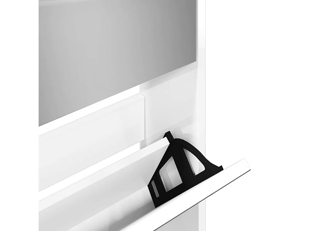 Armoire à chaussures 5 portes rabattables avec miroir Ranka H 170cm – Design moderne et élégant-Couleur Blanc brillant