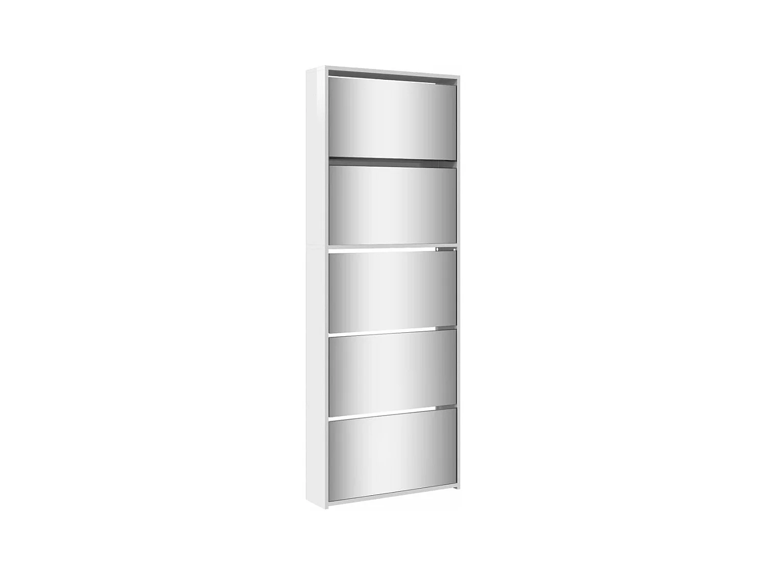 Armoire à chaussures 5 portes rabattables avec miroir Ranka H 170cm – Design moderne et élégant-Couleur Blanc brillant