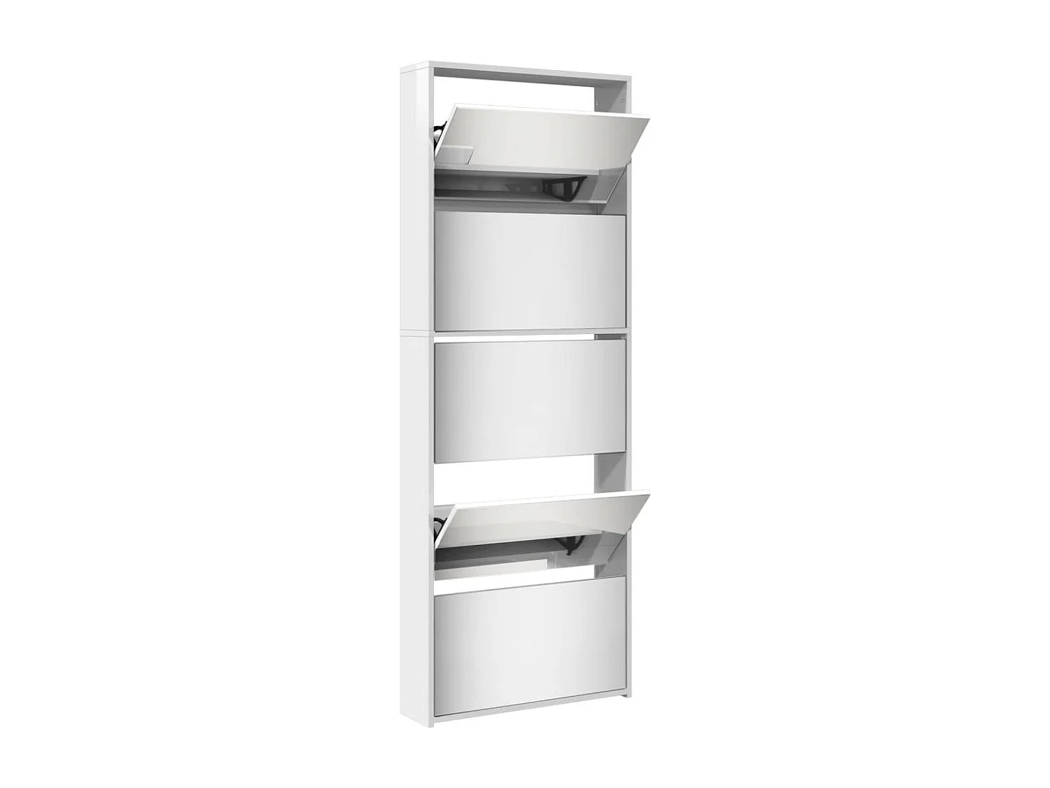Armoire à chaussures 5 portes rabattables avec miroir Ranka H 170cm – Design moderne et élégant-Couleur Blanc brillant