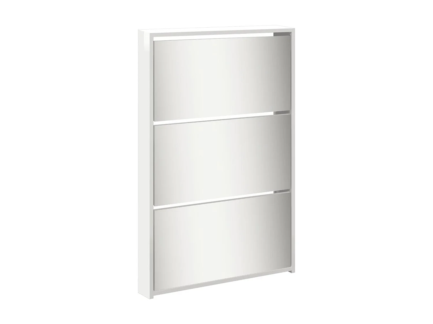 Armoire à chaussures 5 portes rabattables avec miroir Ranka H 170cm – Design moderne et élégant-Couleur Blanc brillant