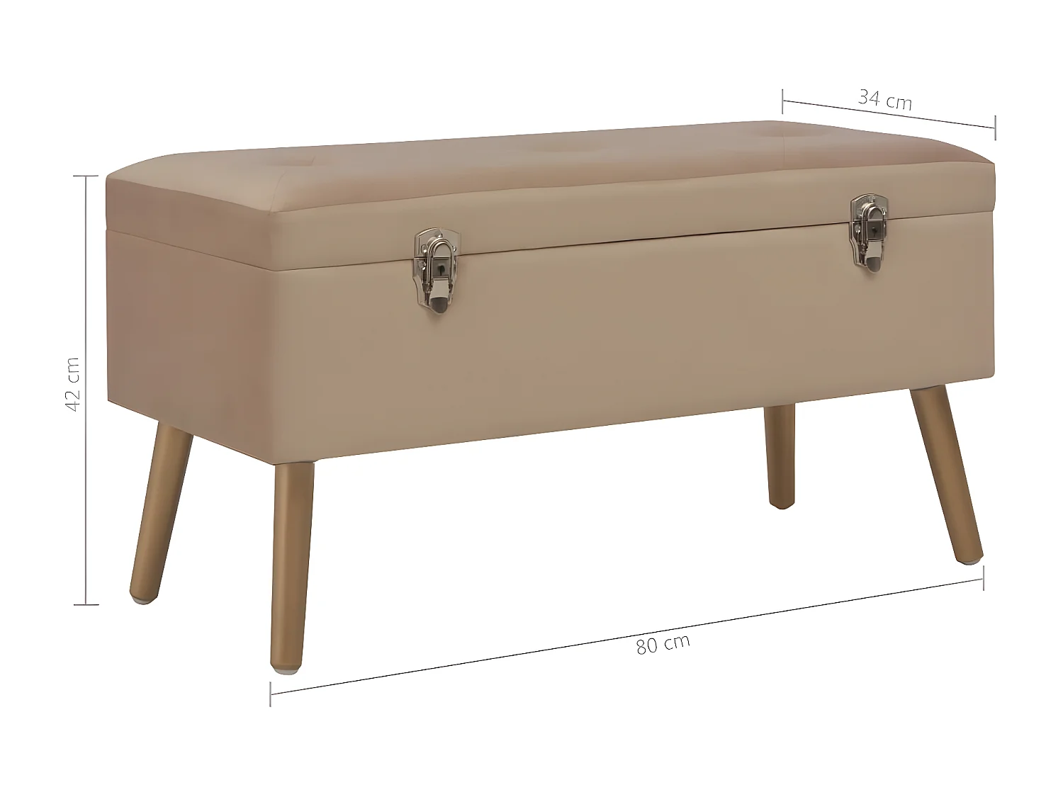 Banc avec compartiment de rangement 80cm Beige Velours