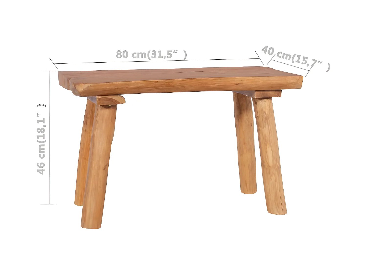 Banco de jardín de madera maciza de teca 80 cm Marrón