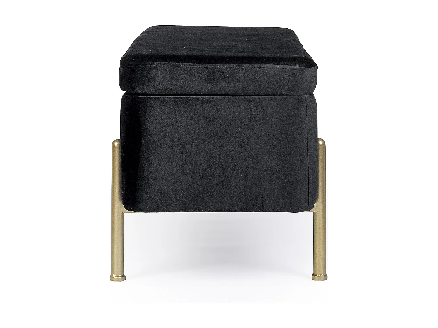 Banc coffre velours noir et pieds doré Inora 110cm