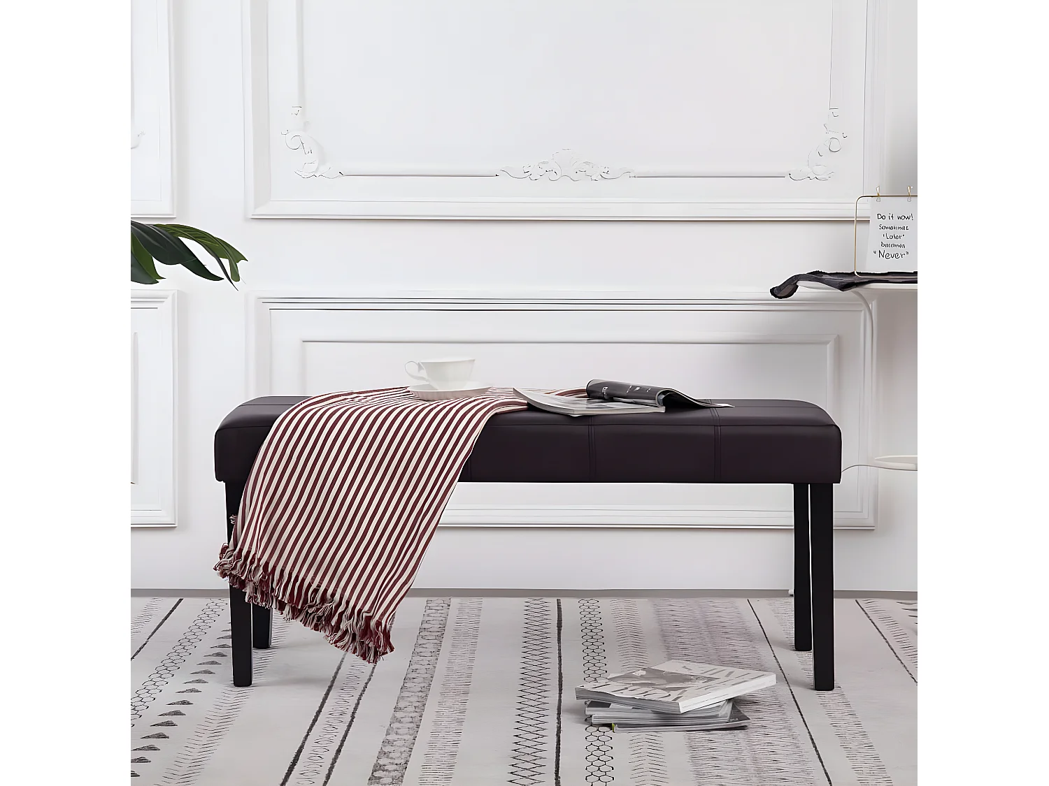 Banc 106cm Marron Similicuir Rozy