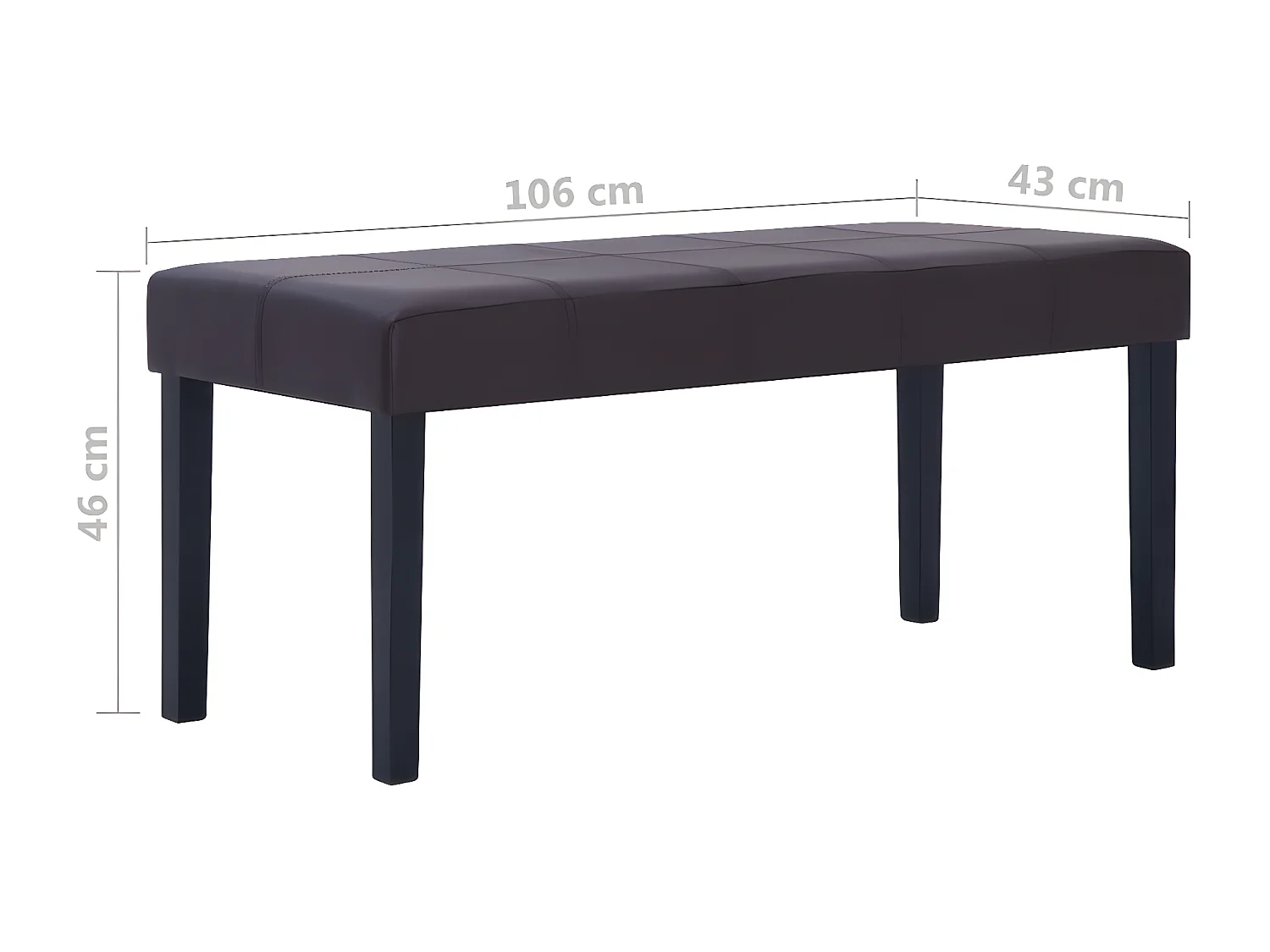 Banc 106cm Marron Similicuir Rozy