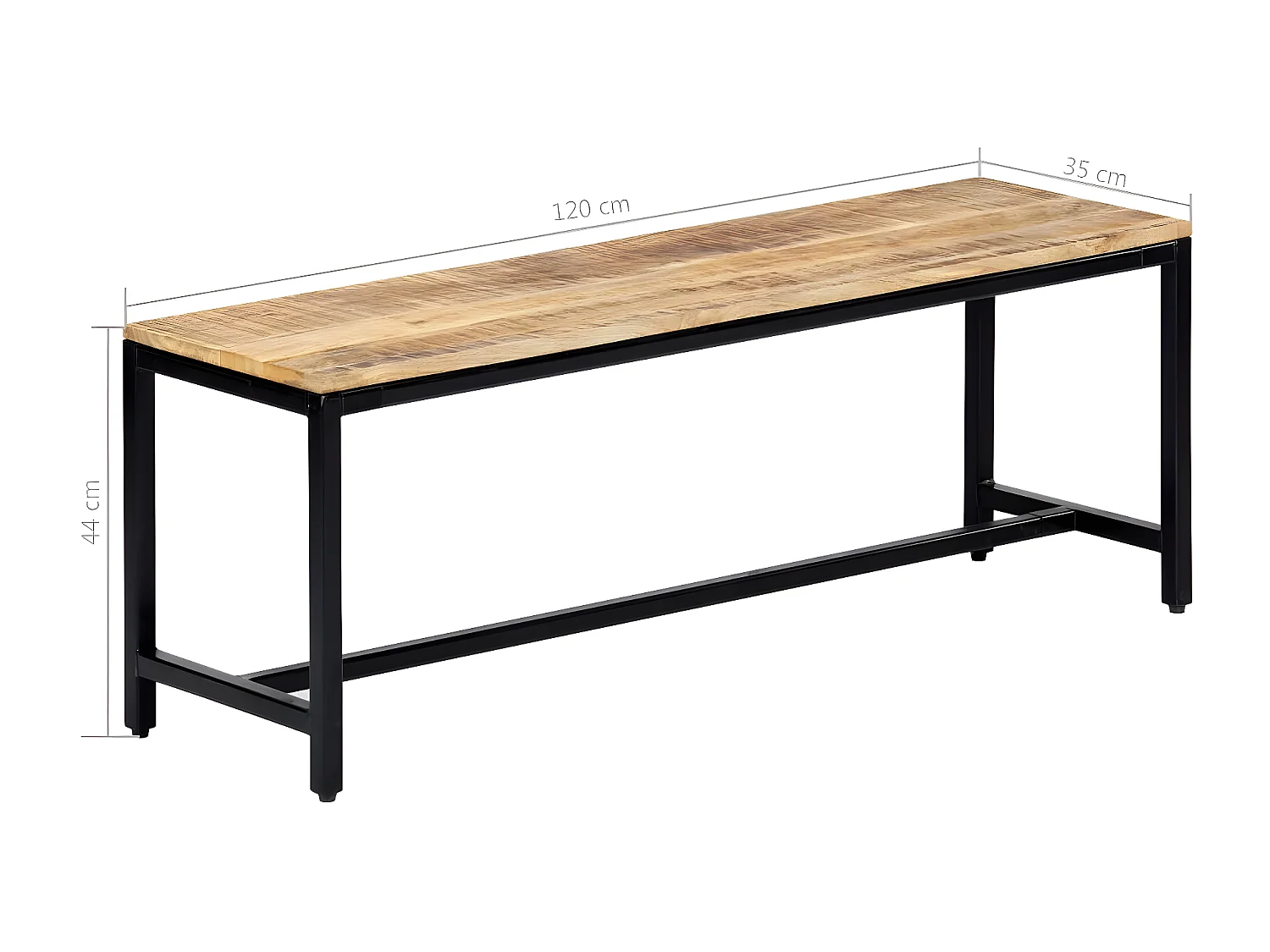 Banc à dîner 120cm Bois de manguier massif brut