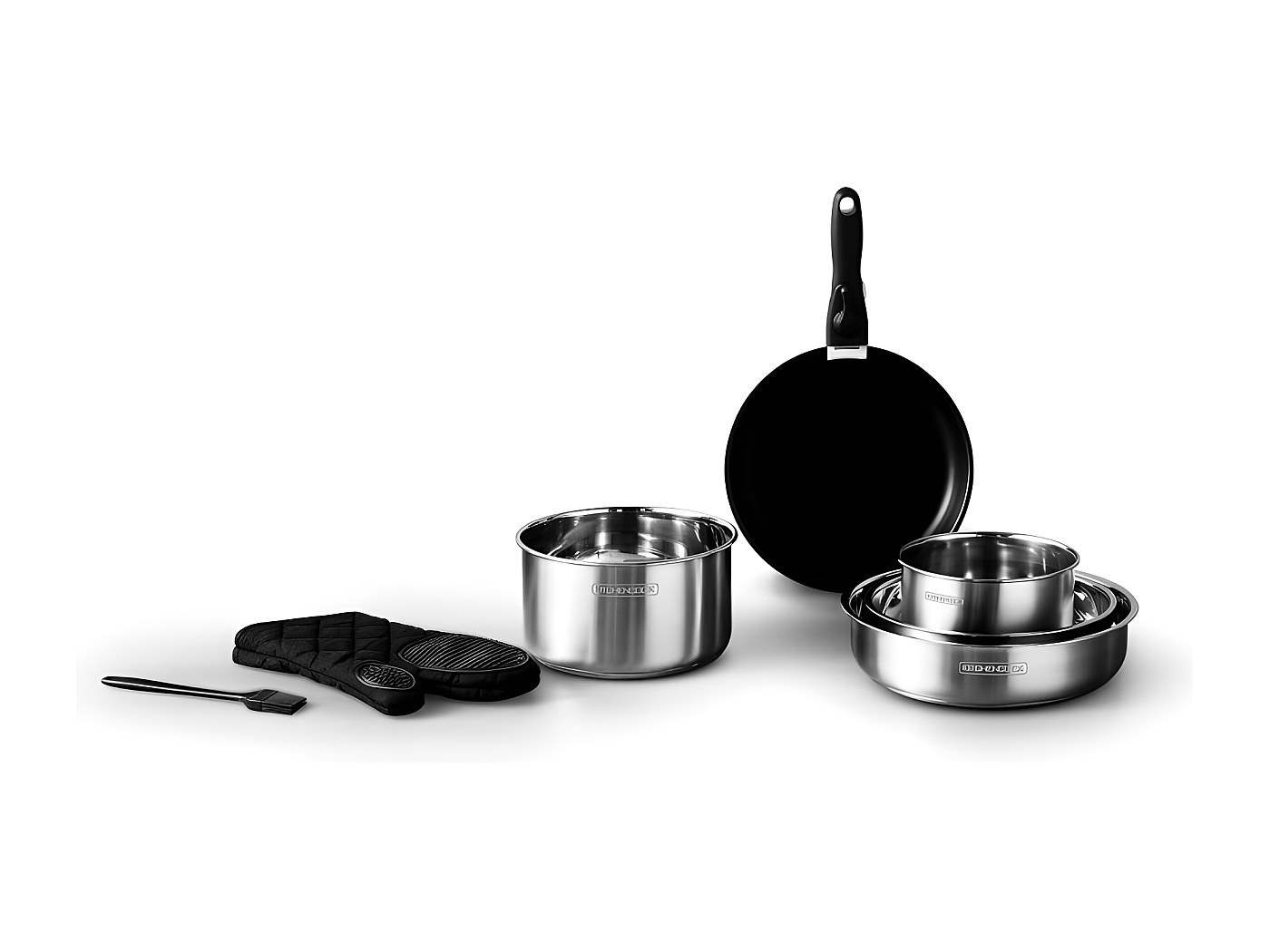Batterie De Cuisine 10 Pièces Antiadhésive – Revêtement Titane – Aluminium Avec Poignée Amovible