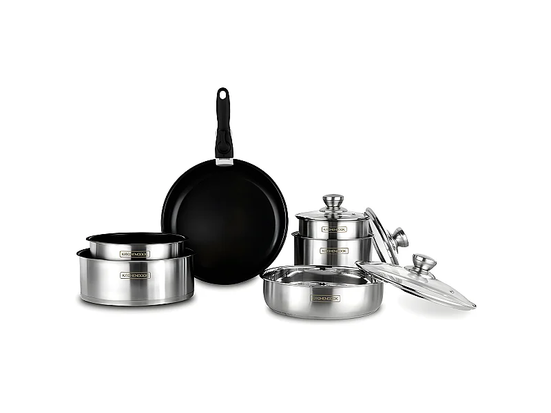 Batterie De Cuisine Inox Anti Adhésif 10 Pcs Tfi Flex10 Ix De Kitchencook