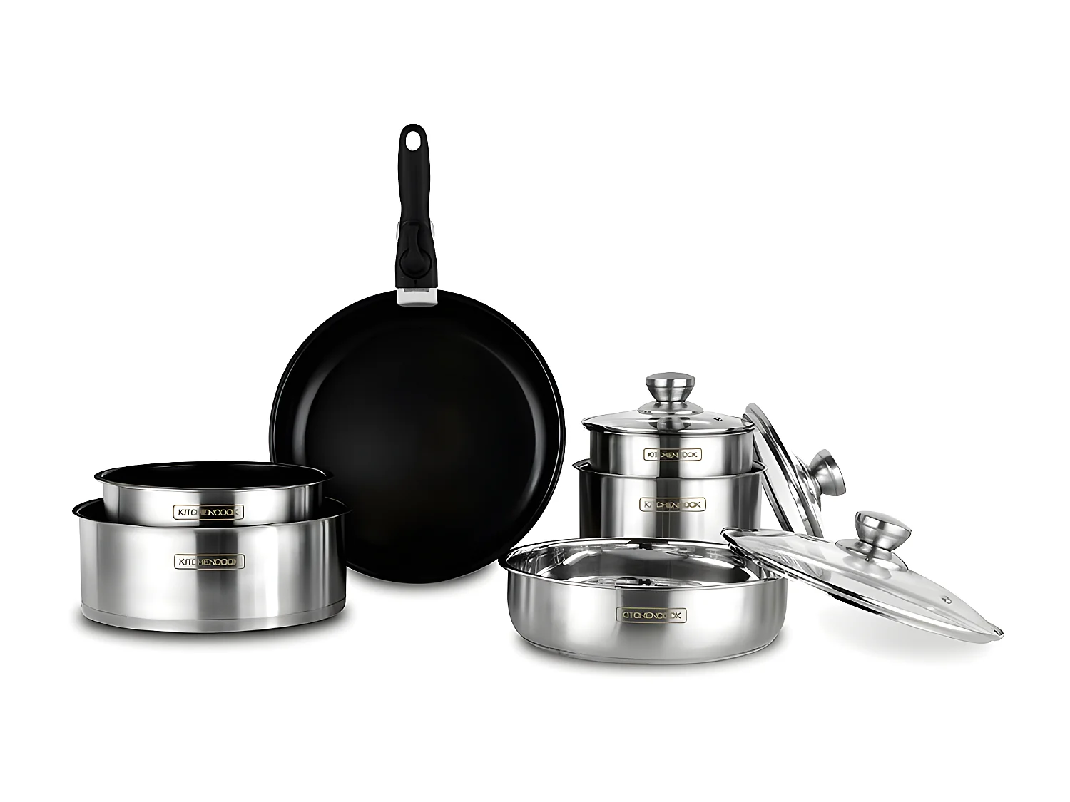 Batterie De Cuisine Inox Anti Adhésif 10 Pcs Tfi Flex10 Ix De Kitchencook