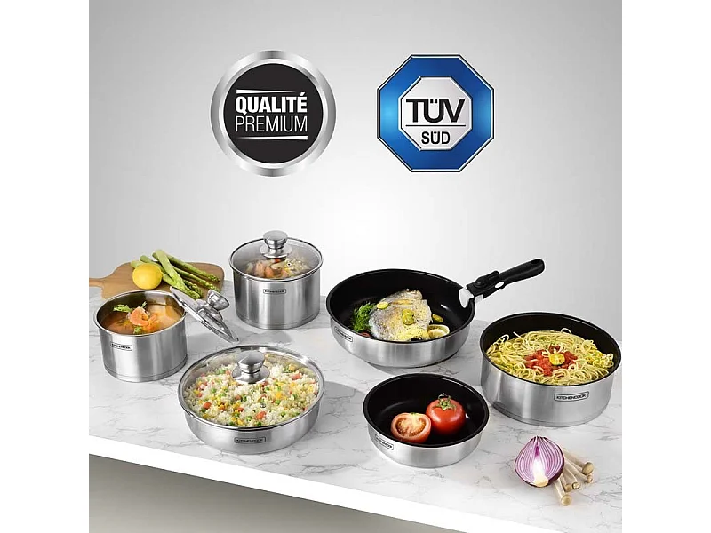 Batterie De Cuisine Inox Anti Adhésif 10 Pcs Tfi Flex10 Ix De Kitchencook