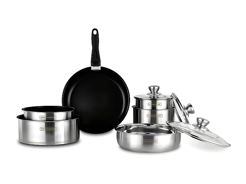 Batterie De Cuisine Inox Anti Adhésif 10 Pcs Tfi Flex10 Ix De Kitchencook