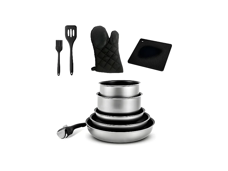 Batterie De Cuisine 10 Pcs Aluminium Anti Adhésif Tfi Titane10 Kitchencook
