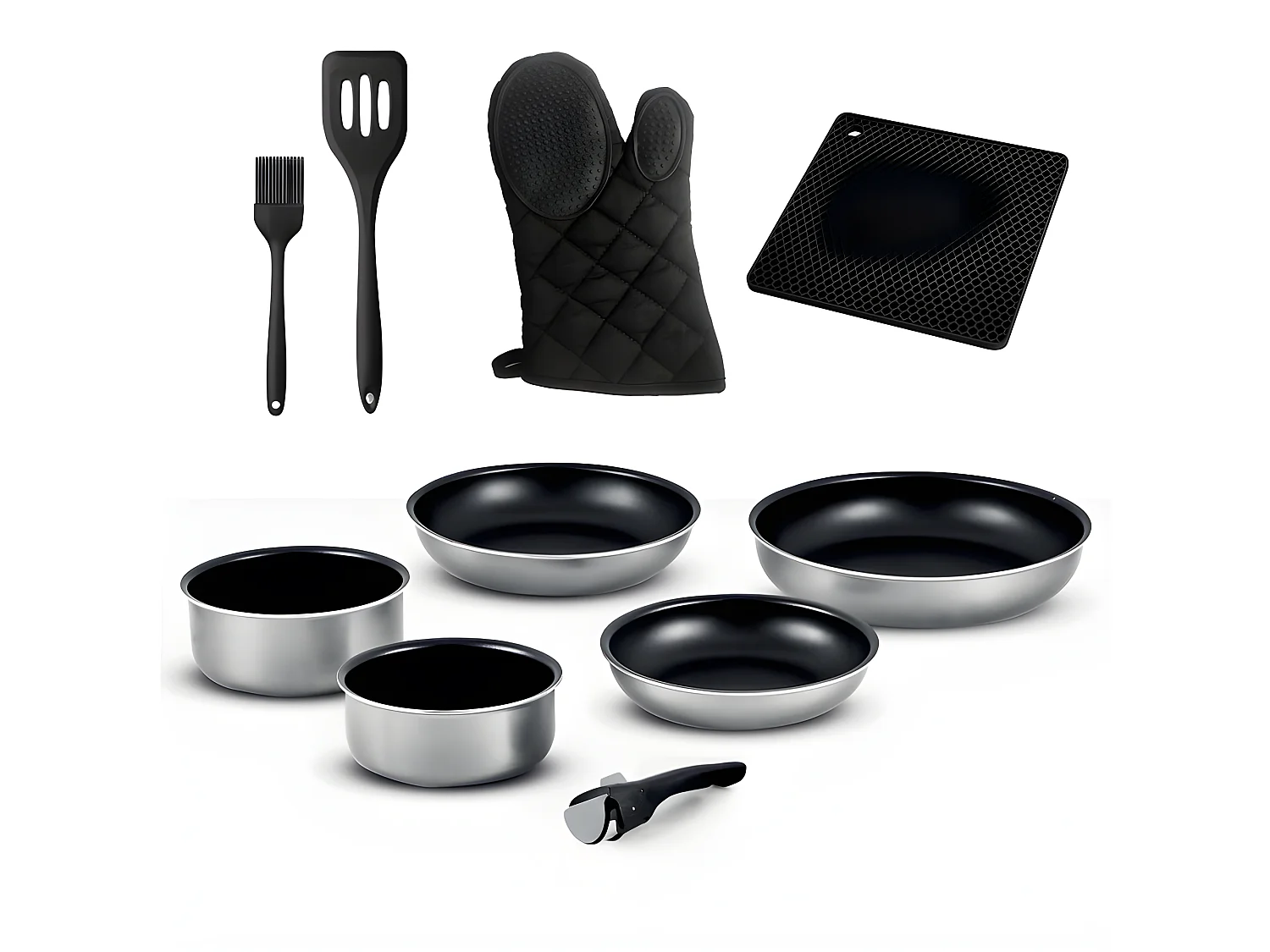 Batterie De Cuisine 10 Pcs Aluminium Anti Adhésif Tfi Titane10 Kitchencook