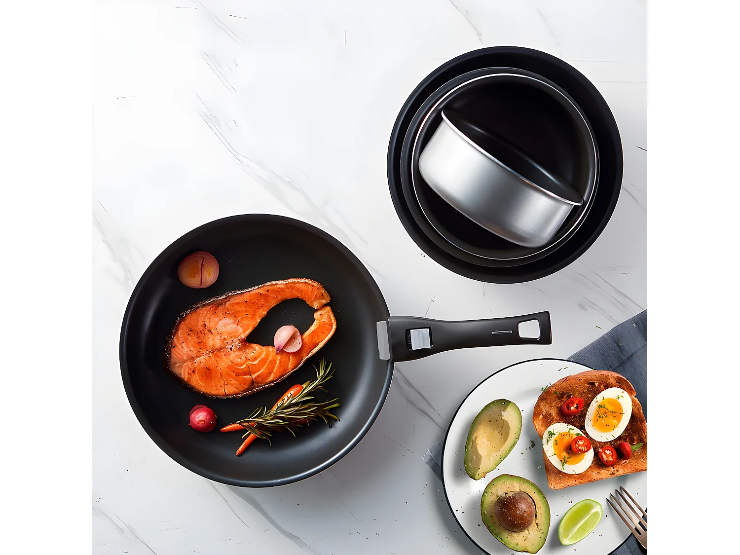 Batterie De Cuisine 10 Pcs Aluminium Anti Adhésif Tfi Titane10 Kitchencook