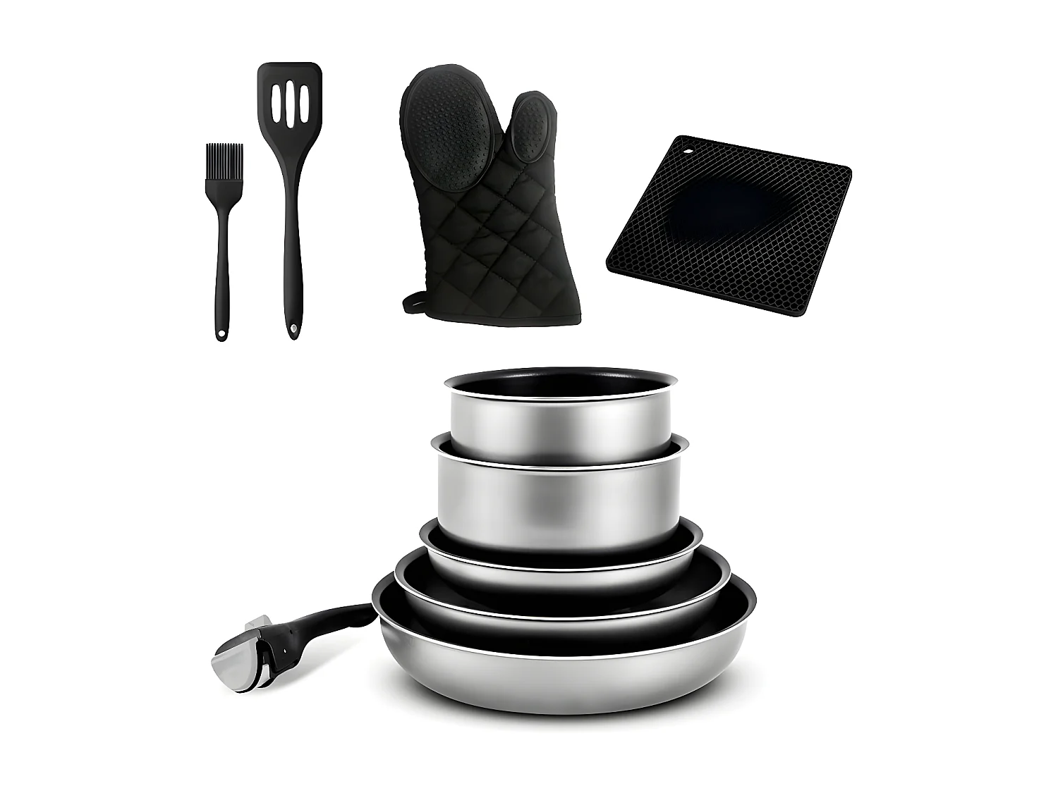 Batterie De Cuisine 10 Pcs Aluminium Anti Adhésif Tfi Titane10 Kitchencook