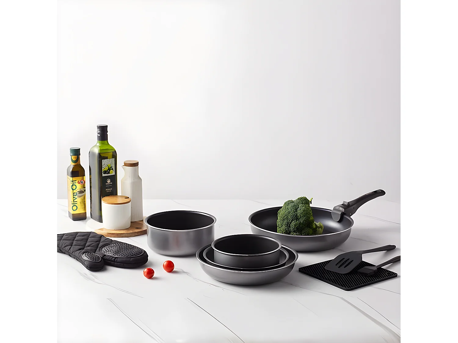 Batterie De Cuisine 10 Pcs Aluminium Anti Adhésif Tfi Titane10 Kitchencook