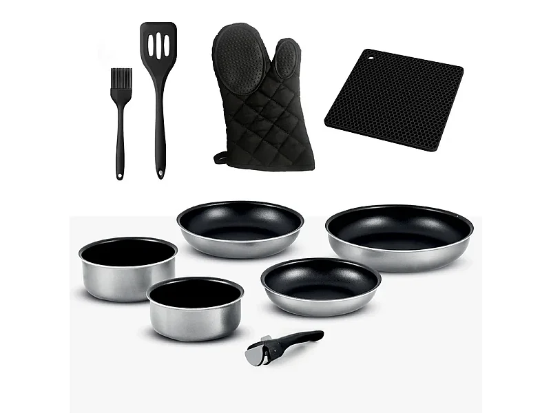 Batterie De Cuisine 10 Pcs Aluminium Anti Adhésif Tfi Titane10 Kitchencook