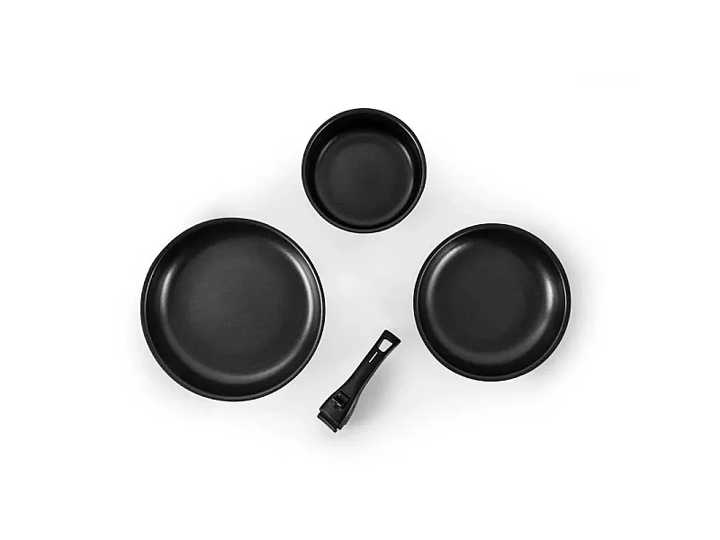 Kitchencook Flex 4 - Batterie De Cuisine Aluminium 4 Pièces Avec Poignée Amovible