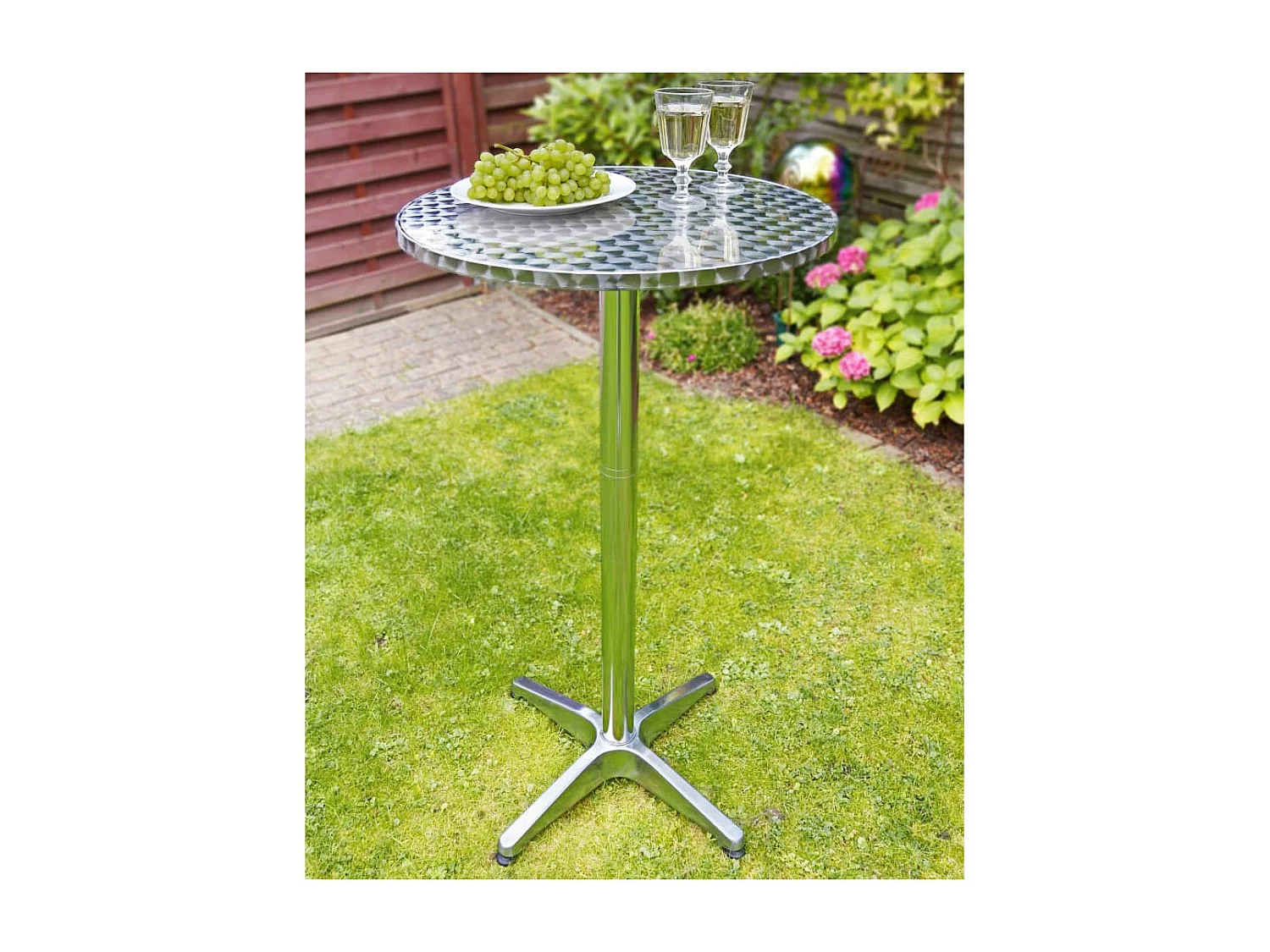 Table de bar pliable Aluminium Rond 60 x 60 x (58-115) cm