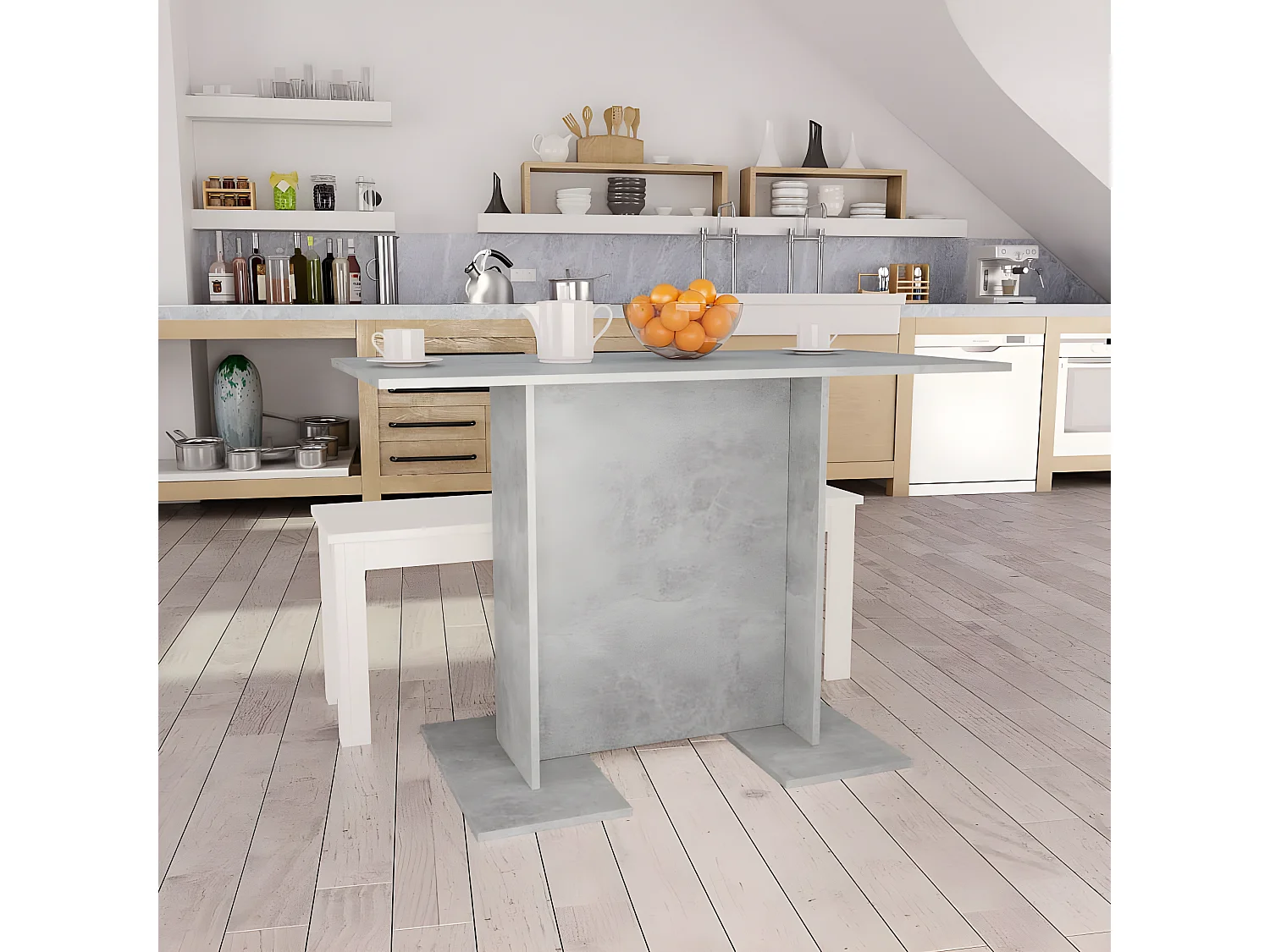 Table de salle à manger Gris béton 110 x 60x75