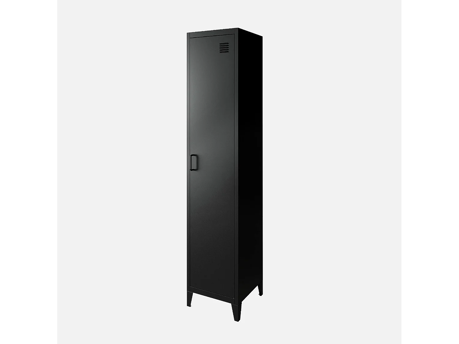 Armoire chambre en acier noir. 4 espaces de rangement. casier