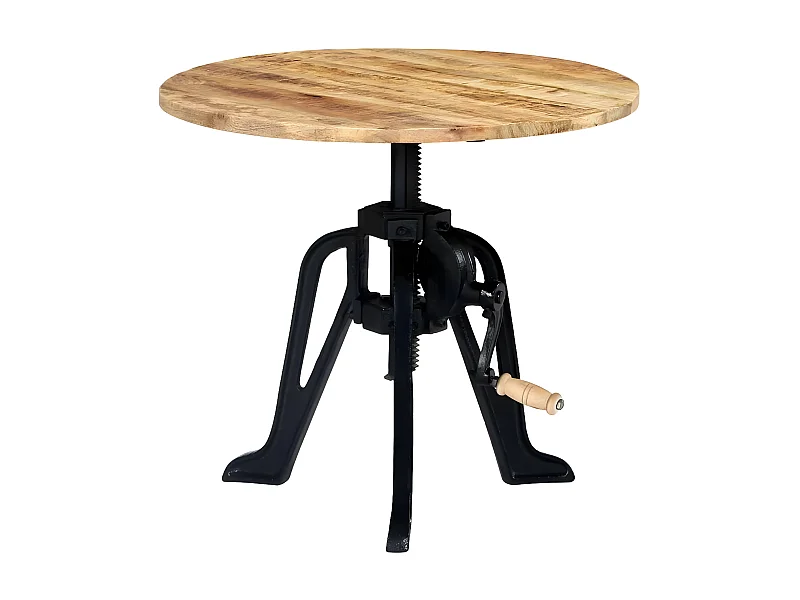 Table d'appoint manguier massif clair et pied métal noir Issaf