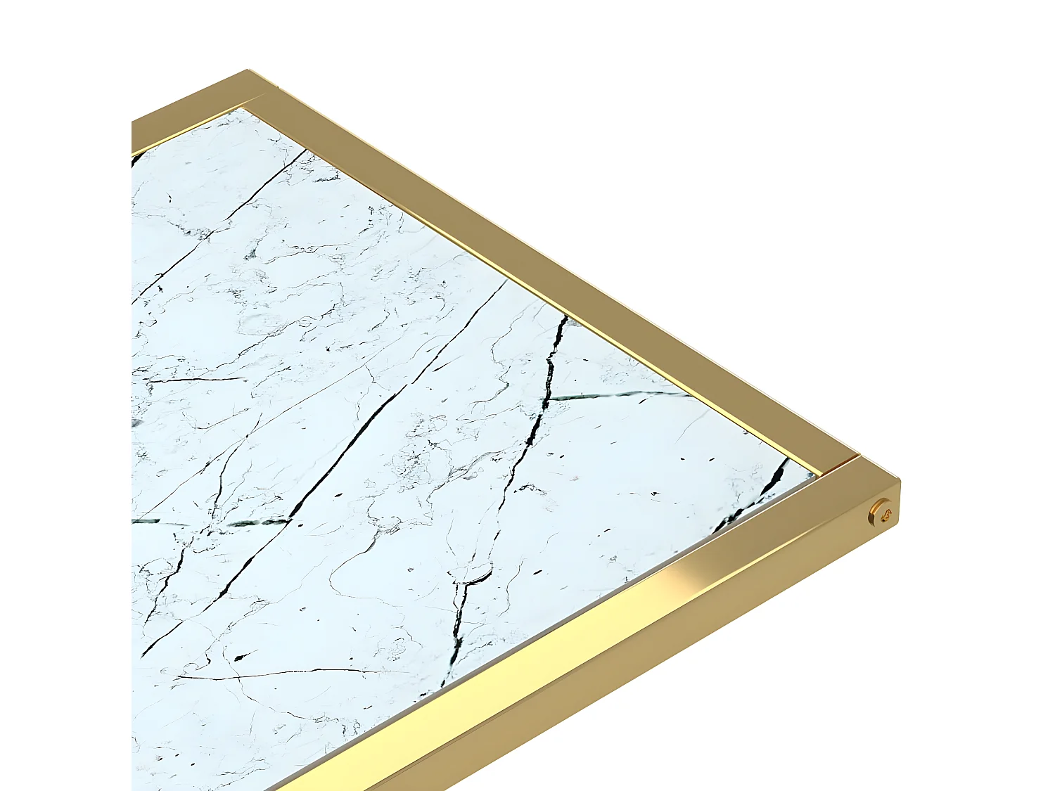 Table d'appoint ordinateur Marbre blanc 50x35x65 Verre trempé 2