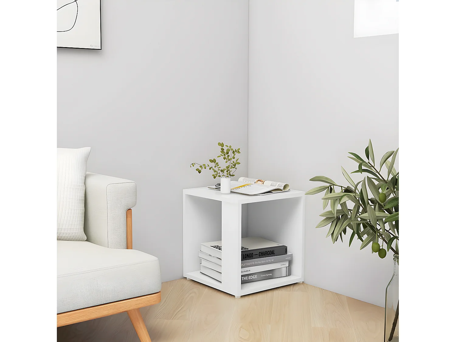 Table d'appoint Blanc 33x33x34,5