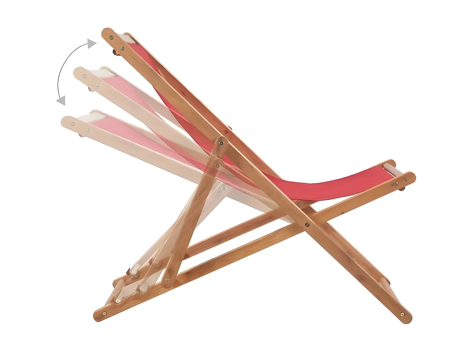 Chaise de jardin tissu rouge et eucalyptus massif Feego