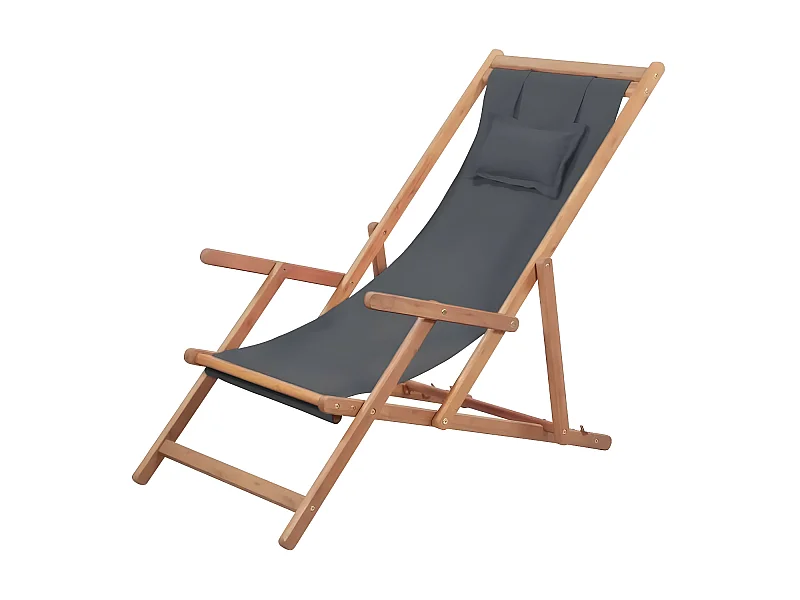 Chaise de jardin tissu gris et eucalyptus massif Hillis
