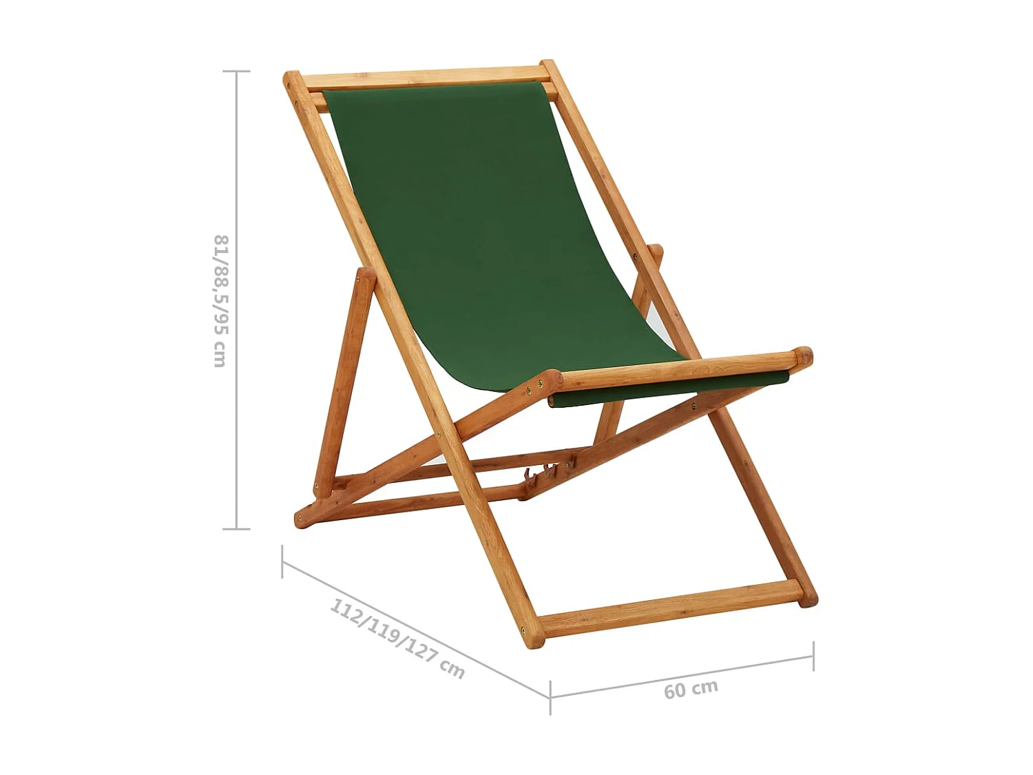 Chaise pliable de plage Bois d&#039;eucalyptus et tissu Vert