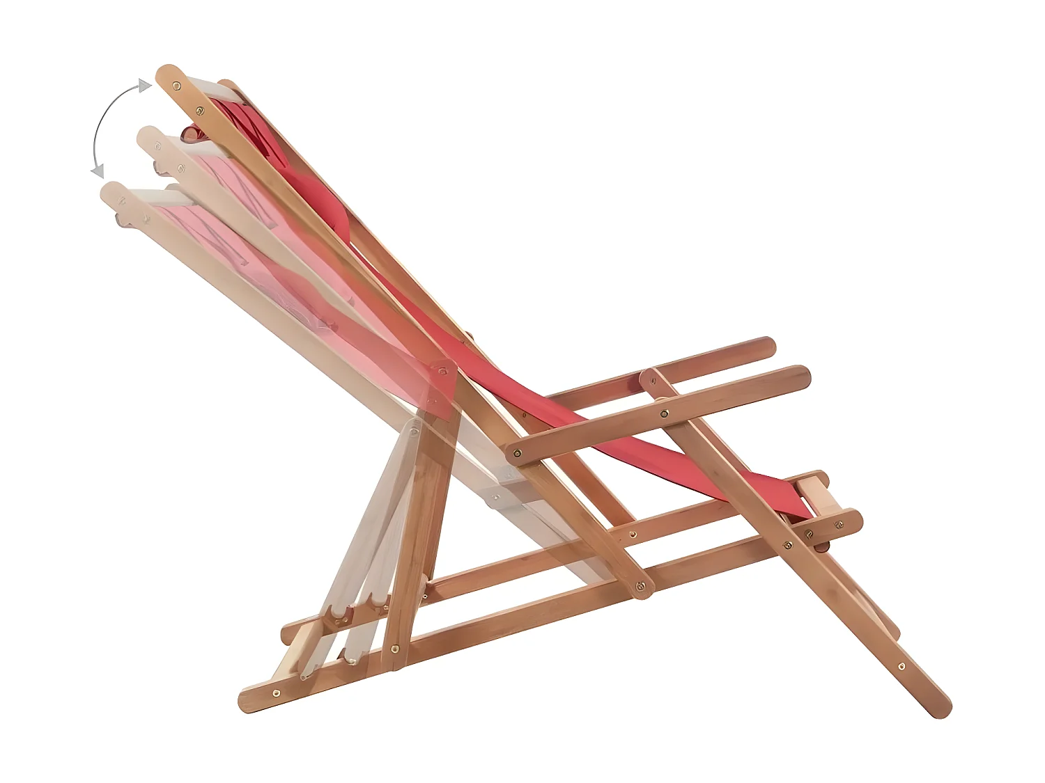 Chaise de jardin tissu rouge et eucalyptus massif Hillis