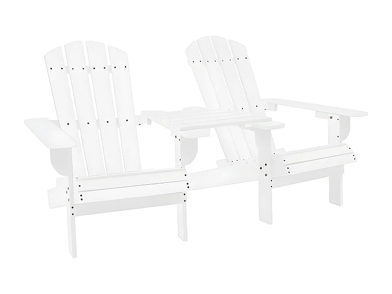 Chaises de jardin Adirondack avec table Bois de sapin Blanc