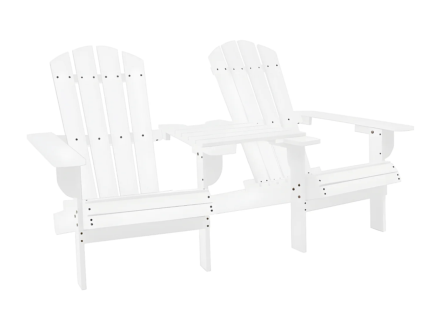 Chaises de jardin Adirondack avec table Bois de sapin Blanc