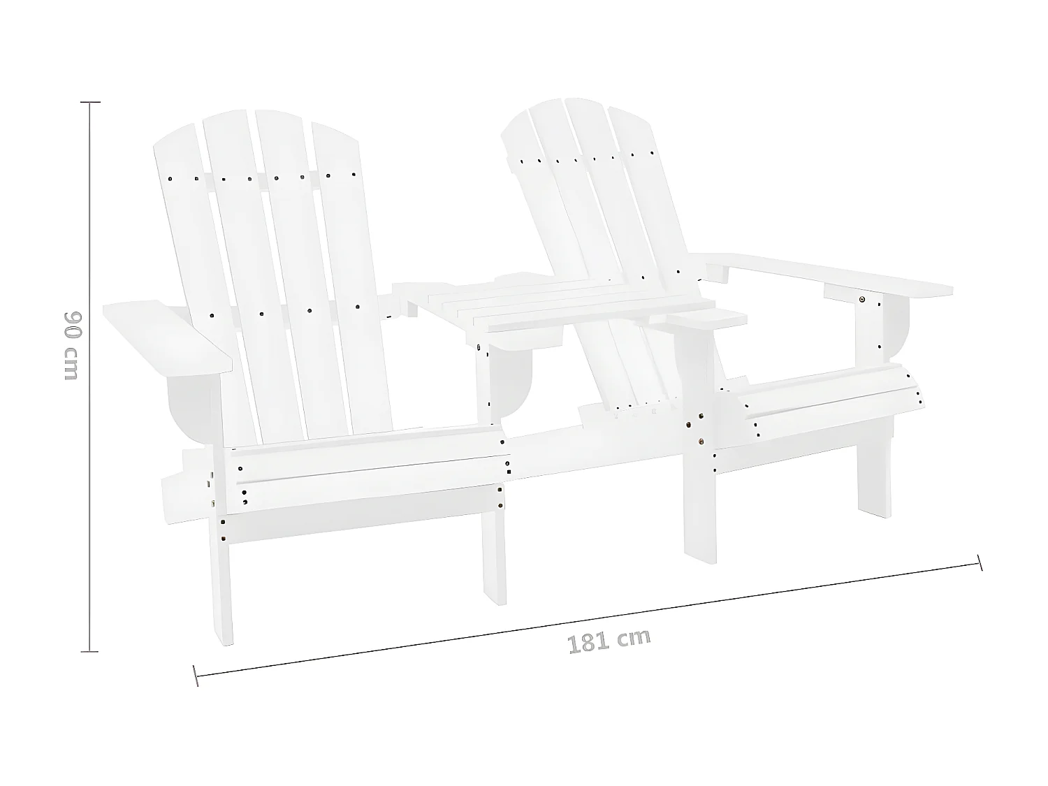 Chaises de jardin Adirondack avec table Bois de sapin Blanc