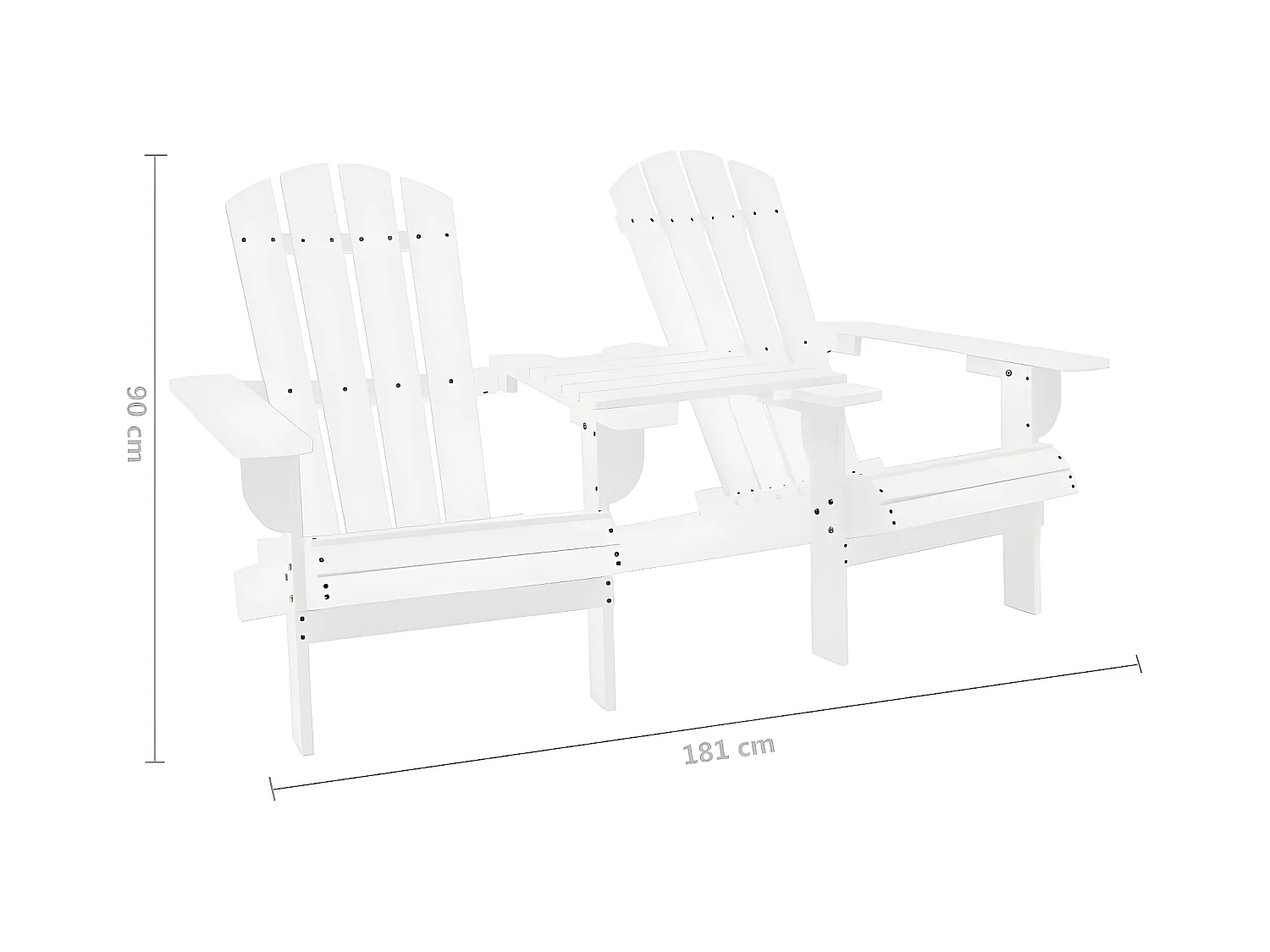 Chaises de jardin Adirondack avec table Bois de sapin Blanc