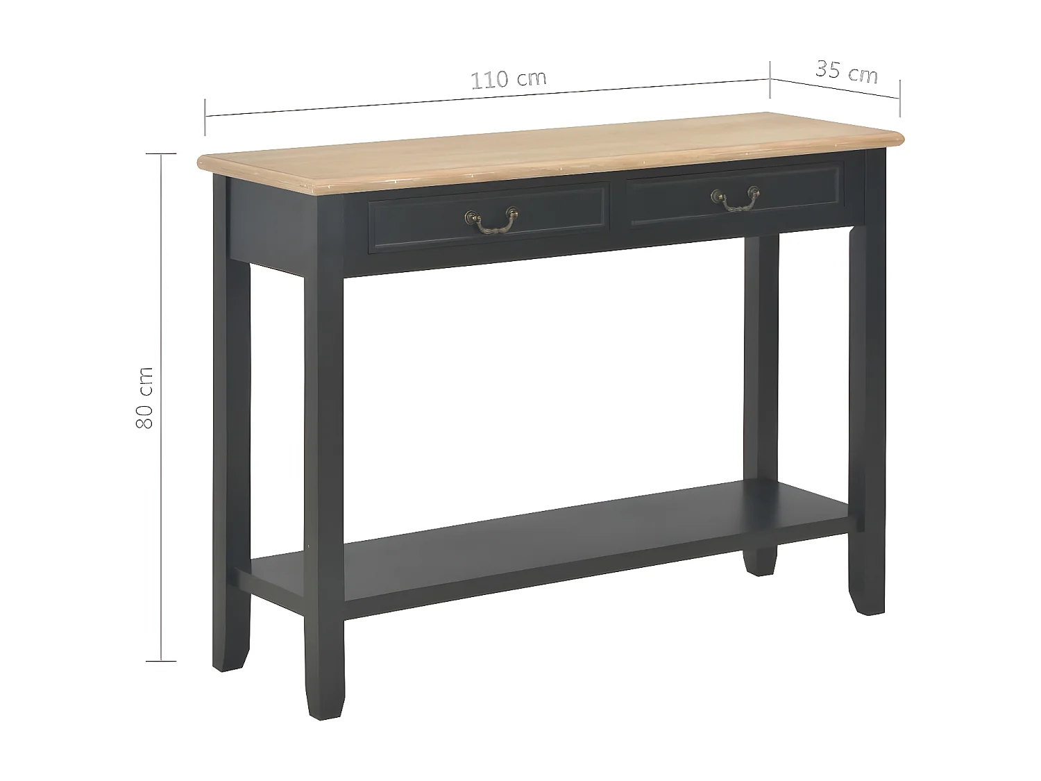 Table console Noir 110x35x80 Bois